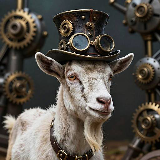 Steampunk Goat with Mechanical Hat