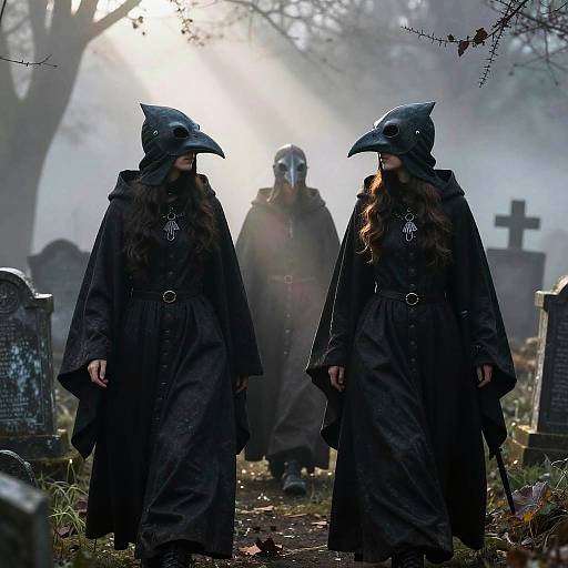 Gothic Female Plague Doctors in Mist
