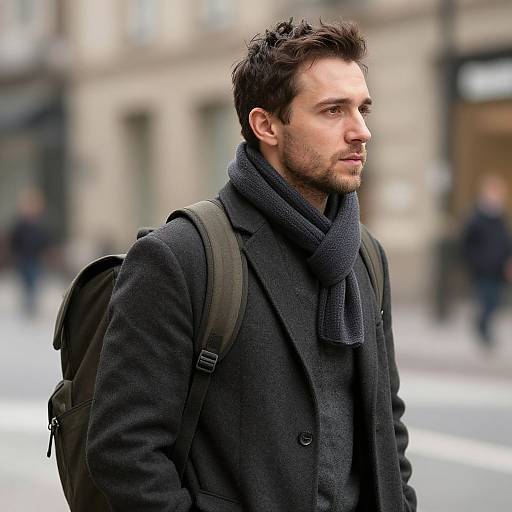 Man with Backpack and Scarf