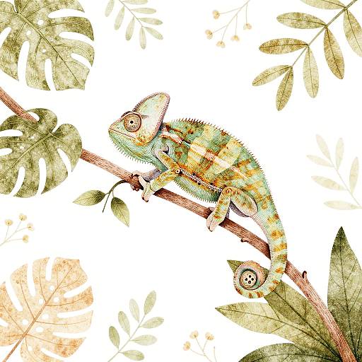 Tiny Chameleon on Tropical Vine