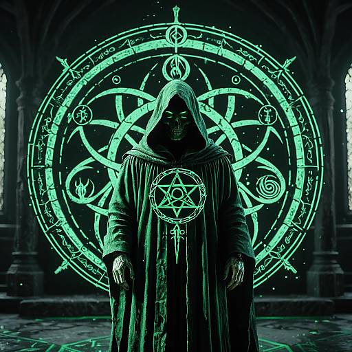 Necromancer with Eldritch Sigils and Green Aura