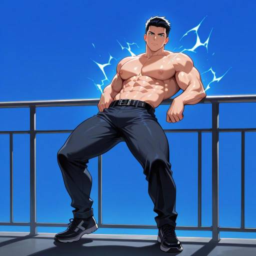 Confident Muscular Male with Electrokinesis Confident Muscular Male with Electrokinesis