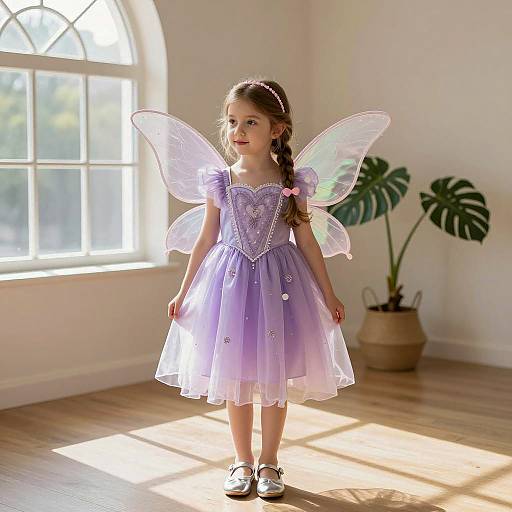 Young Girl in Purple Fairy Costume