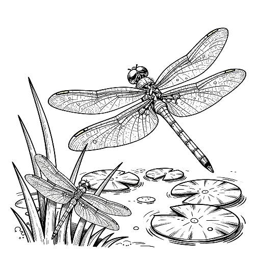 Vintage Botanical Dragonflies Illustration