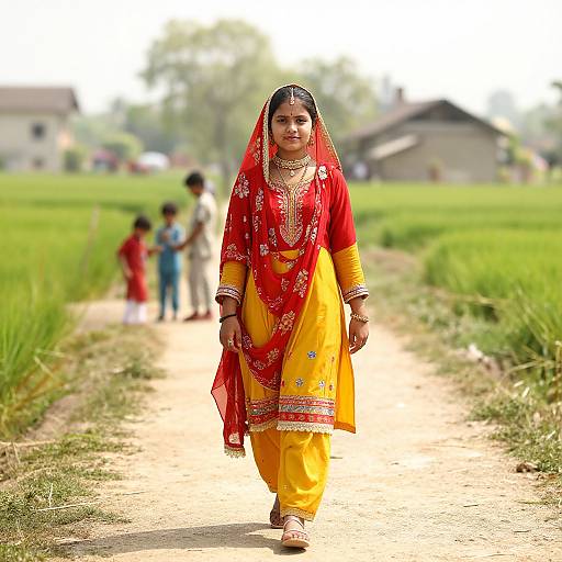 Punjabi Suit Girl in Sunny Village