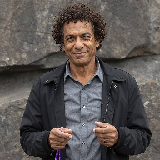 Middle-Aged Man Smiling Outdoors