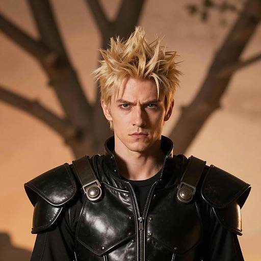 Intense Warrior in Shiny Black Armor