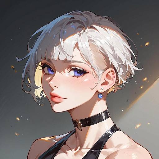 Stunning Female Portrait with Violet-Black Hair