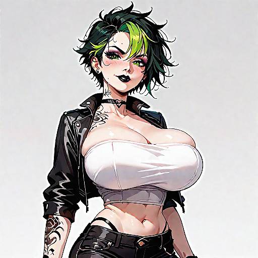 Neon Green Punk Girl Portrait