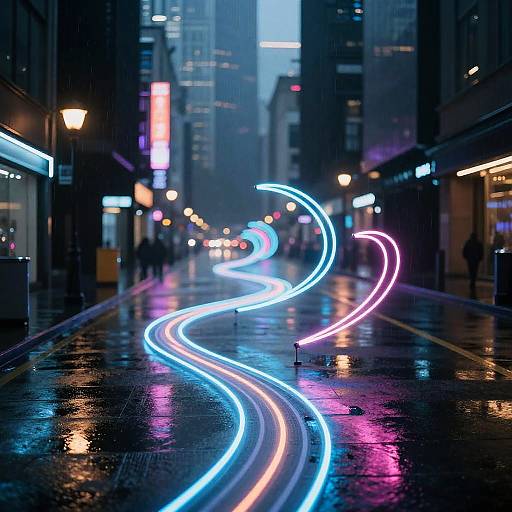 Neon Euler Path in Cyberpunk City