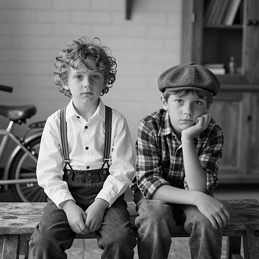 Rustic Childhood: Black and White Moment