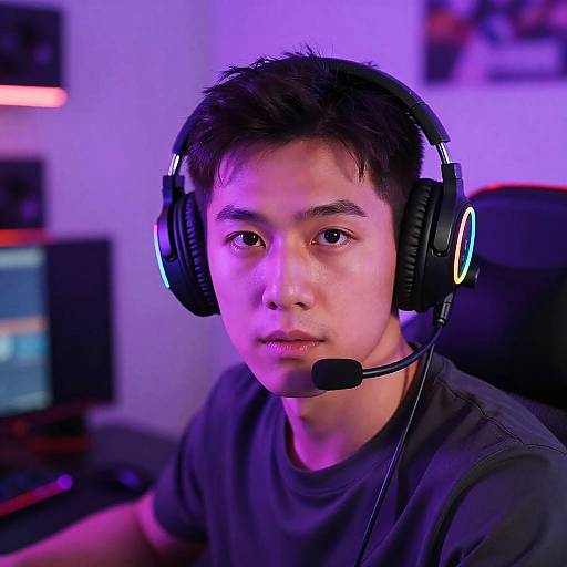 Gamer Selfie with LED Headphones