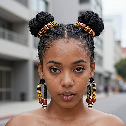 Braided Half-Up Hairstyle with Cultural Flair