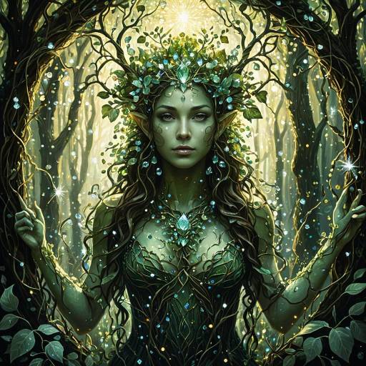 Crystal Vine Dryad in Enchanted Forest