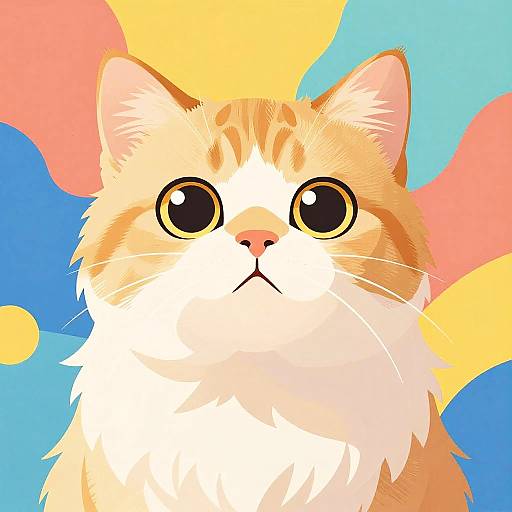 Adorable Fluffy Cartoon Cat Art