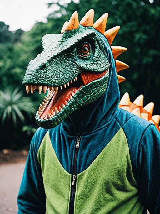 Photorealistic Man in Dinosaur Costume