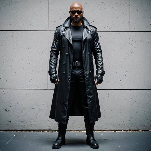 Man in Black Leather Trench Coat and Combat Boots