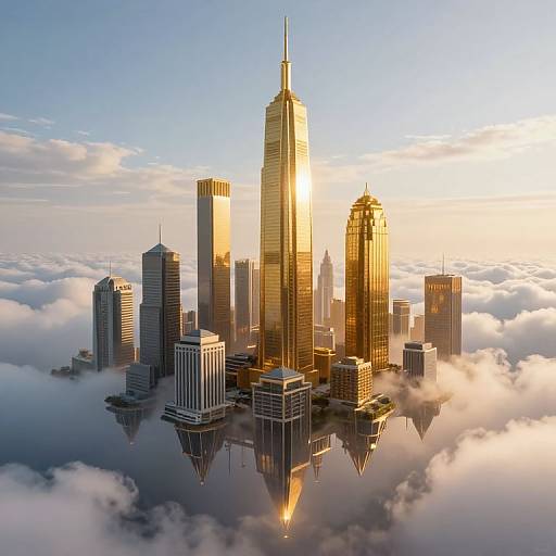 Surreal Floating Golden Metropolises