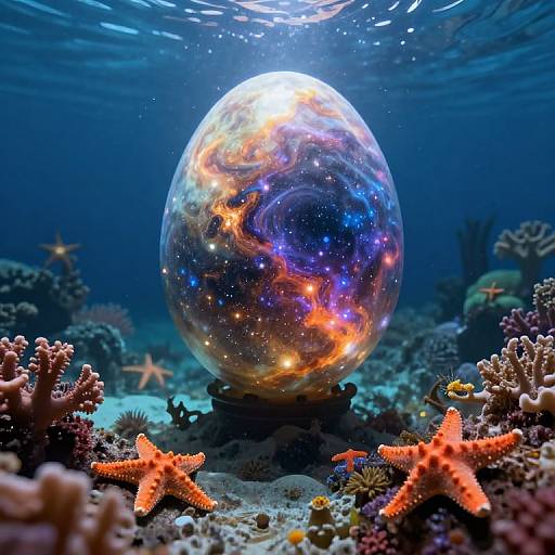 Cosmic Egg Illuminates Underwater Coral
