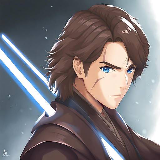Illustration of Anakin skywalker, star wars in the style of Arcie albano
