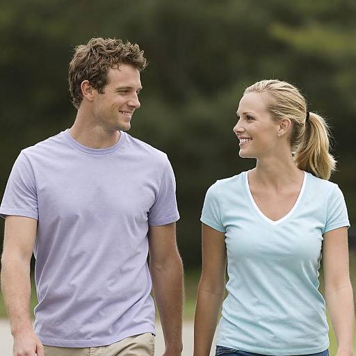 Happy Couple Walking in Nature