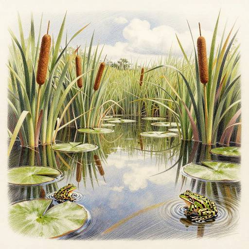Realistic Tranquil Pond Drawing