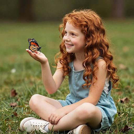 Young Girl with Monarch Butterfly