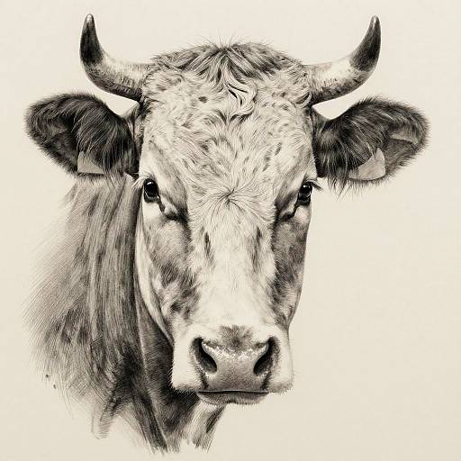 Hyper-Realistic Cow Face Illustration