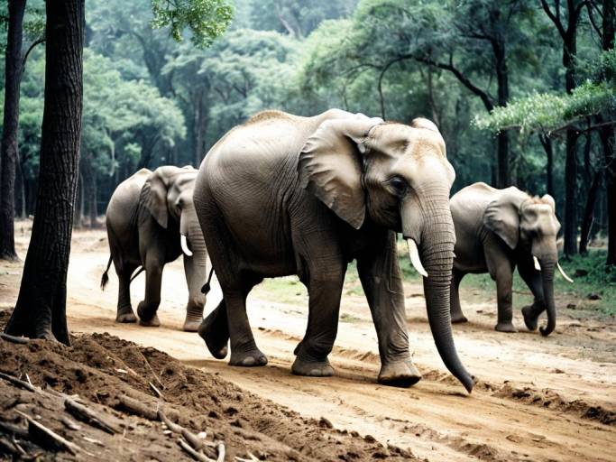Elephant Forest Adventure Wallpaper Design