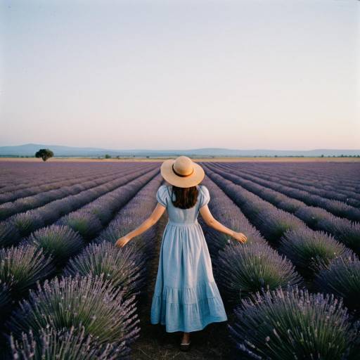 Woman in Lavender Field at Dusk