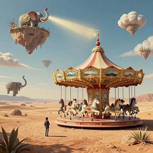Surreal Desert Carousel Fantasy