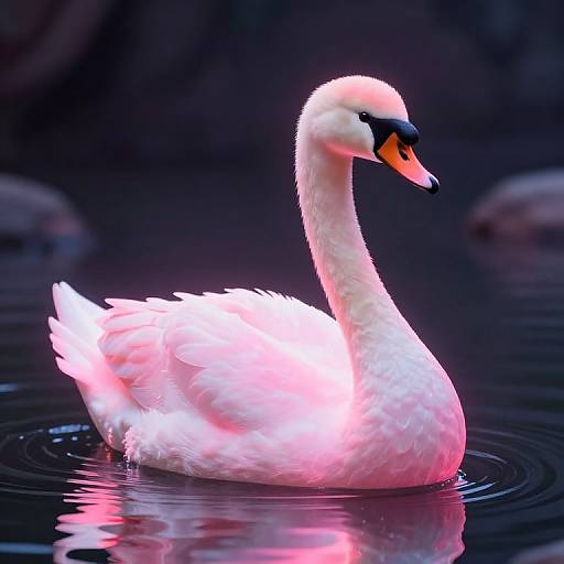 Pink Neon Pastel Swan Lake Scene