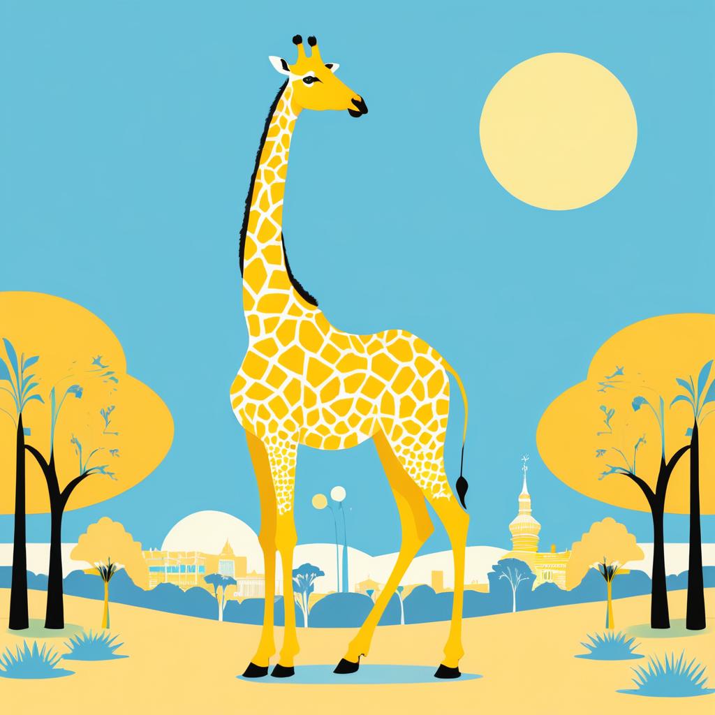 Quirky Giraffe Art Print Doodle