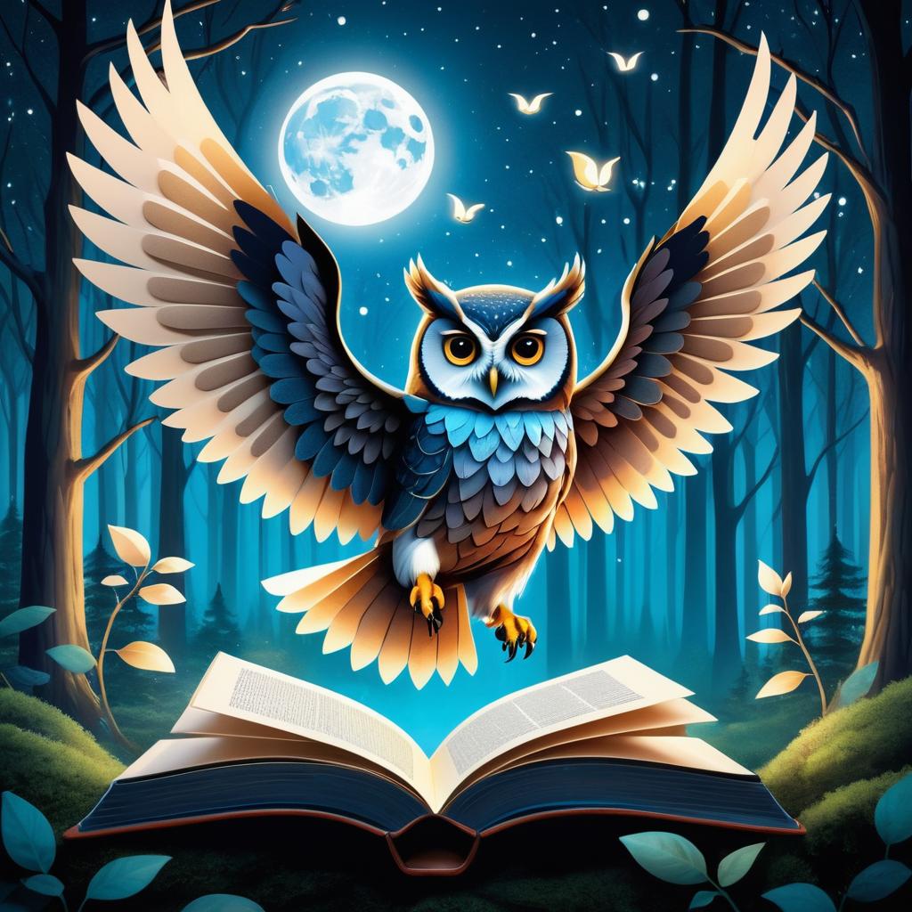 Owl-Book Hybrid Soaring Through Forest