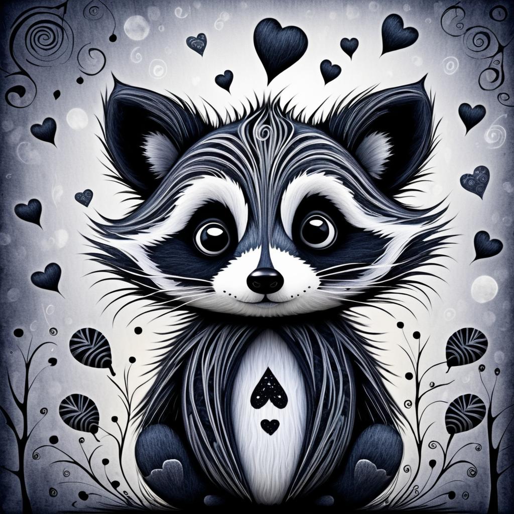 Whimsical Raccoon in Burtonesque Style