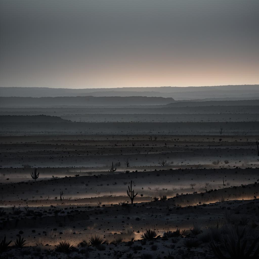 Misty Dawn in Cactus Wasteland