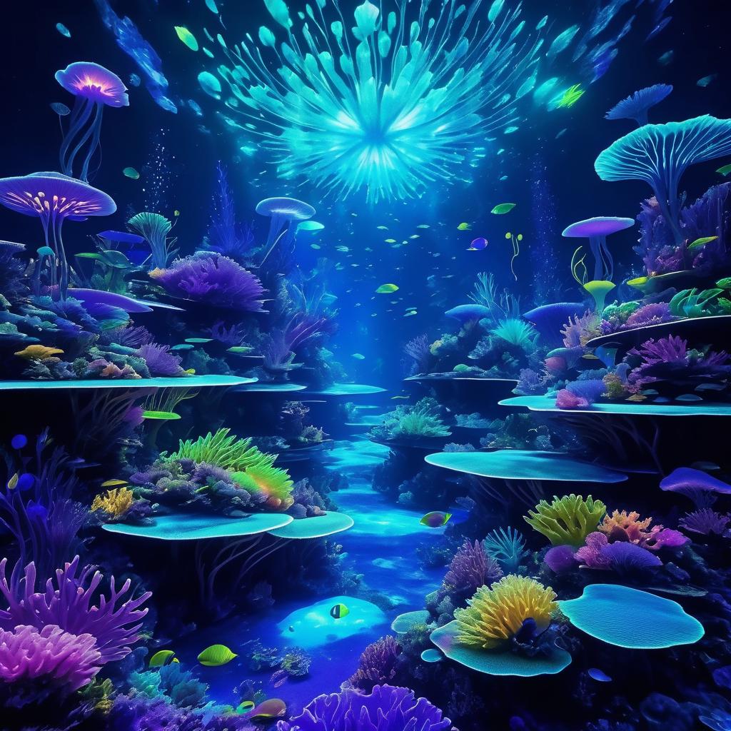 Underwater Rave with Bioluminescent Coral