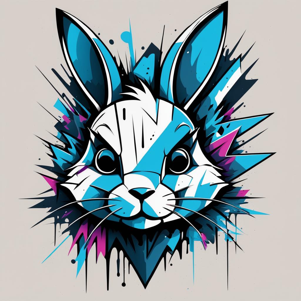 Abstract Rabbit with Graffiti Style