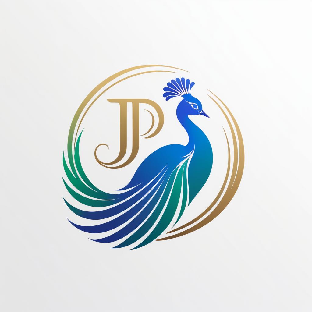 Elegant Peacock Logo with Initials JP