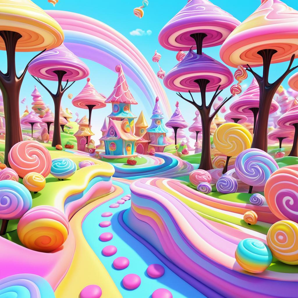 Whimsical Cat Adventure in Candyland