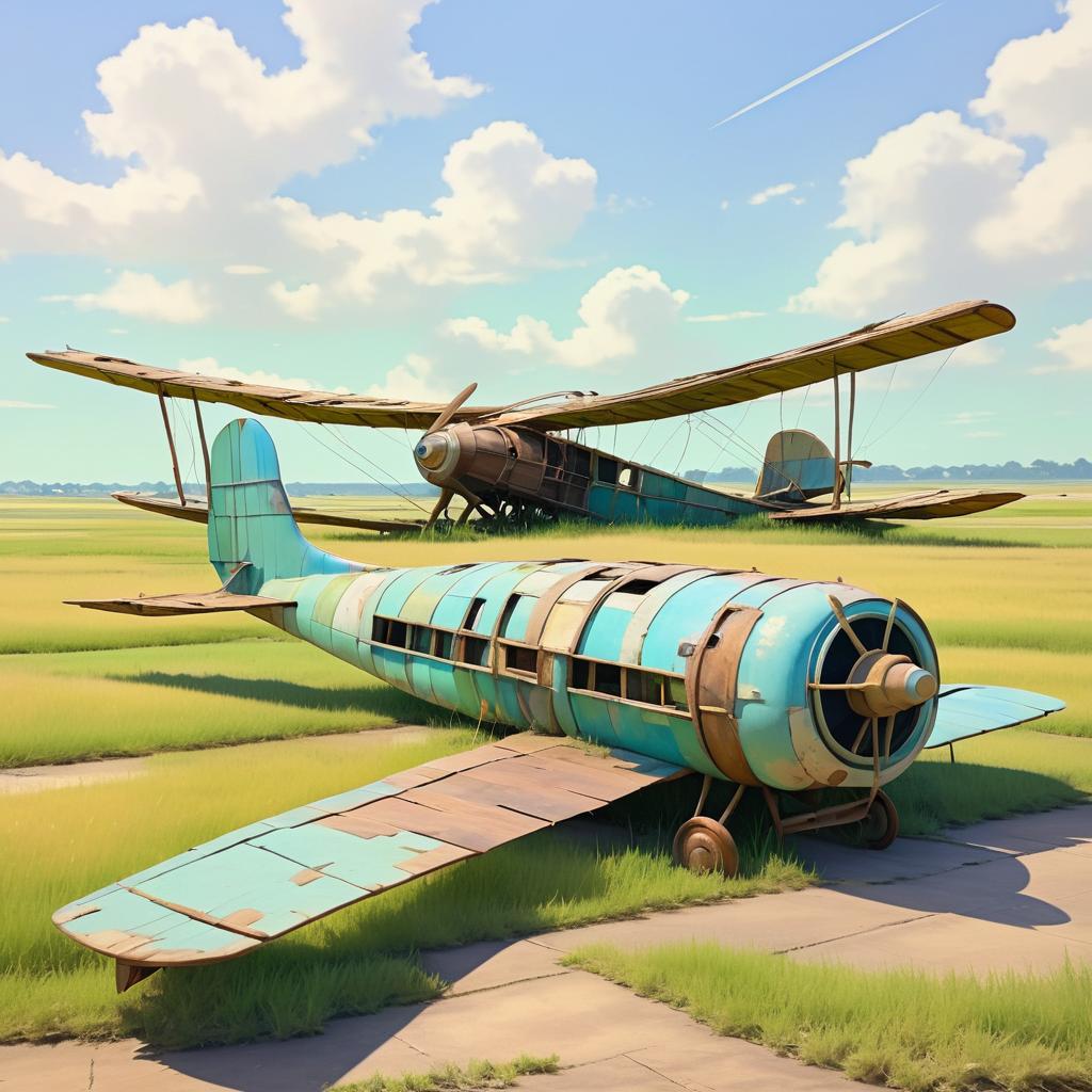 Whimsical Miyazaki Glider in Nostalgic Scene