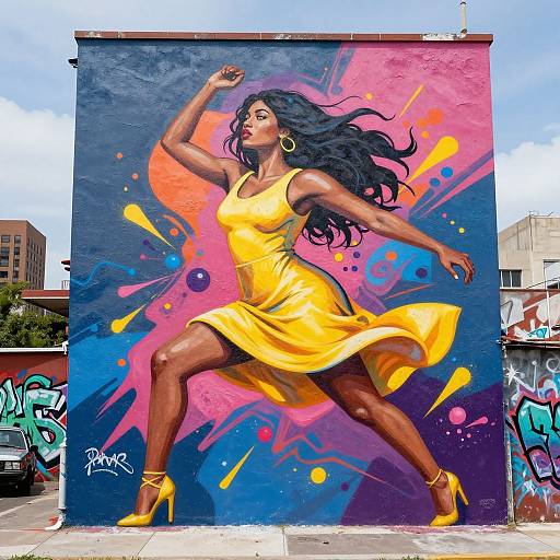 Girl Painting Vibrant Urban Mural