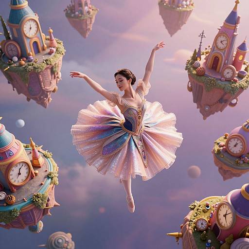 Surreal Dancer Above Dreamscape Isles
