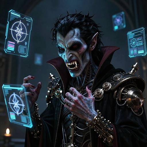 Vampire AI in Gothic Sci-Fi Crypt