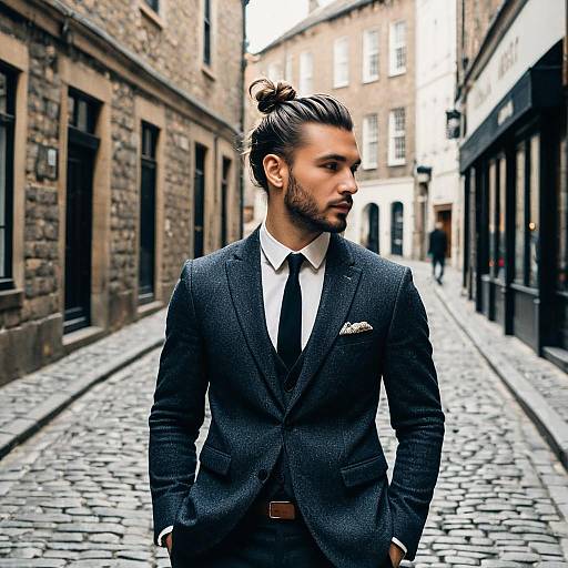 Young Man Bun in Tailored Suit