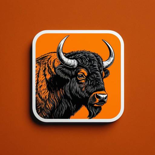 Elegant Bison Logo on Orange Background