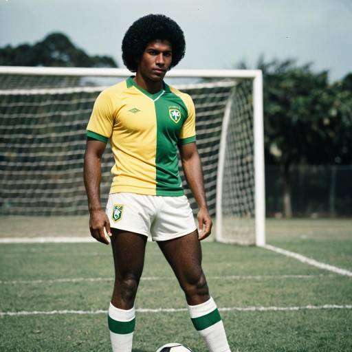 1970s Brazilian Soccer Player in Retro Jersey
