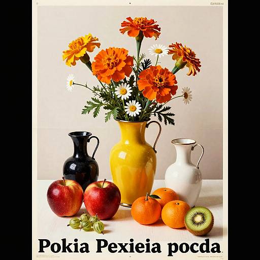 Vintage Polish Poster Style Still Life