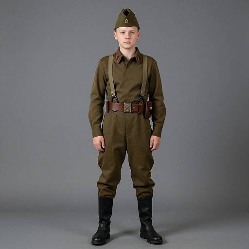 Boy in Soviet Military Uniform