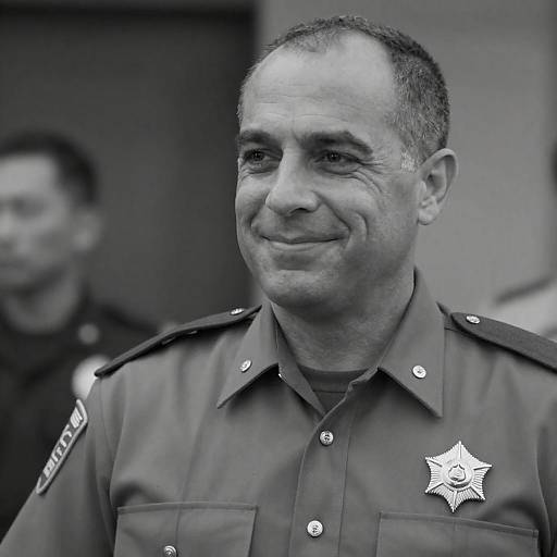 Candid Black-and-White Police Portrait